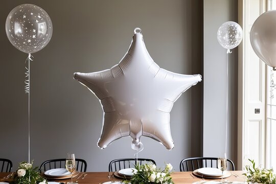 Whimsical White Star Balloon for Joyous Gatherings and Celebrations