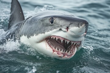 Fototapeta premium Wildlife white shark in the ocean