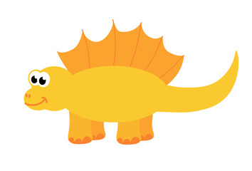 Cute baby dinosaur. Hand drawn spinosaurus. Flat cartoon vector illustration isolated on white background.
