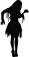 Obraz premium Zombie full body silhouette illustration. People posing zombie in black color
