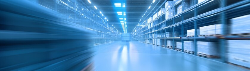 Obraz premium Blue Warehouse Interior with Motion Blur