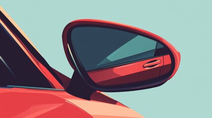 Sleek Vector Illustration of Car Side Rear-View Mirror in Minimalist Style