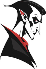 A portrait of a pale vampire / Dracula in black and red clothes, for Halloween