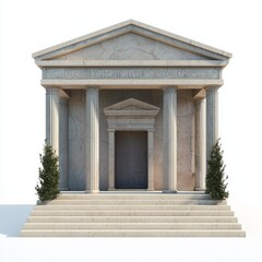 Fototapeta premium 3D Render of a Roman temple with a serene courtyard, on isolated white background