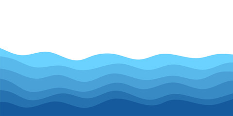 Sea waves. Blue river ocean wave layer background. Seamless sea pattern. Water wave abstract design. Vector illustration