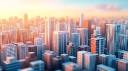 Fototapeta premium Sunset Skyline Cityscape with Modern Buildings
