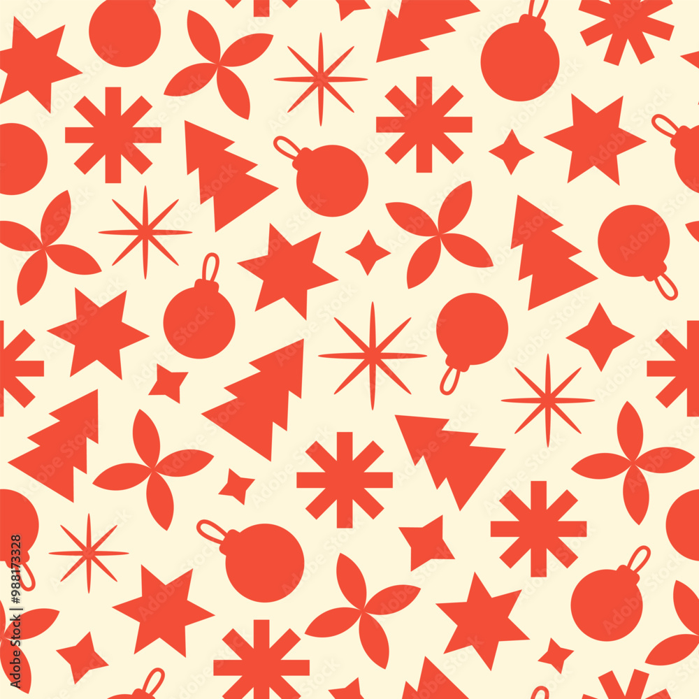 Aufkleber geometric colorful seamless pattern. trendy abstract swiss background. red and beige colors. vector 