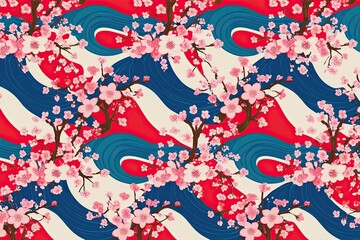 Stunning Cherry Blossom Wave Design Art Print