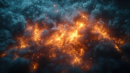 Obraz premium Abstract Fire And Smoke Background With Glowing Particles