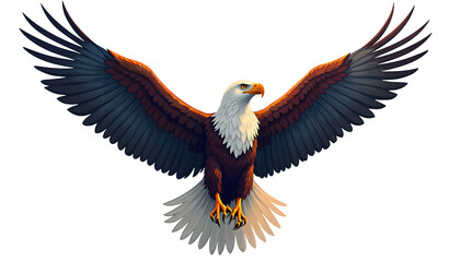 Fototapeta premium A Majestic Bald Eagle Soars With Wings Outstretched