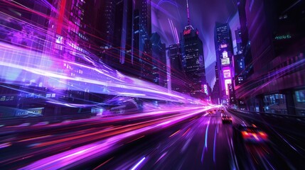 City Lights and Speed: Neon Cityscape
