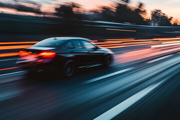 car at high speed along the highway obscures the speed of movement
