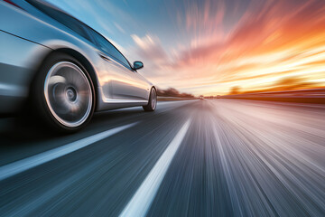 car at high speed along the highway obscures the speed of movement