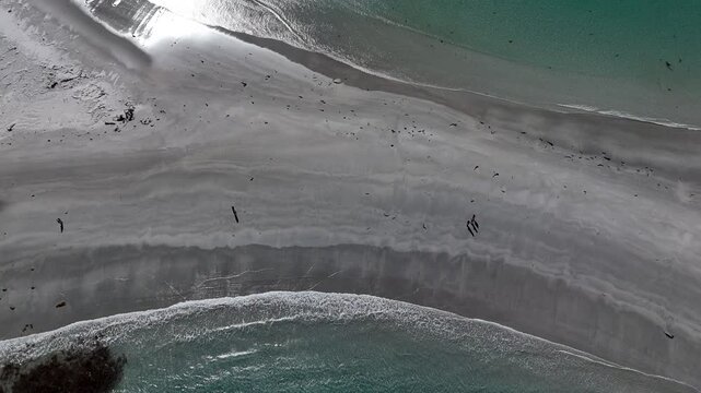 Slowmotion 4K30 Drone View of Beautiful Beach in Tasmania Australia