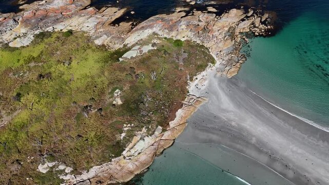 4K60 Epic Drone View of Beautiful Beach is Tasmania Australia