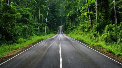 Fototapeta premium Winding Road Through Lush Green Forest