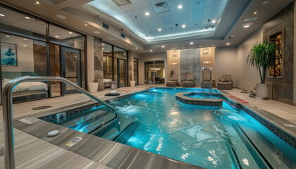 Obraz premium Indoor Pool and Spa Area with Modern Design