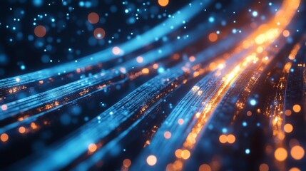 Obraz premium Glowing data cables transferring information. Technology background