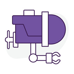 Vector icon for Robotic Arm with Tools. Hand-drawn icon of a robotic arm equipped with mechanical tools for precision tasks in manufacturing.