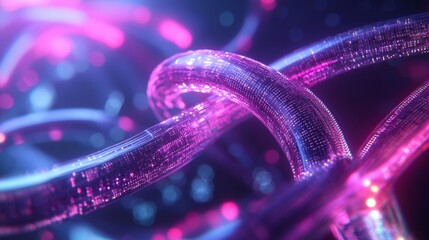 Glowing data cables transferring information. Technology background