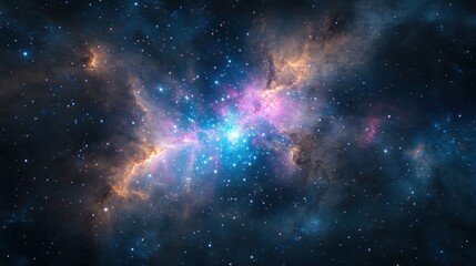 Fototapeta premium Colors and patterns blend across the expansive galaxy, showcasing stars and nebulae in a stunning cosmic view