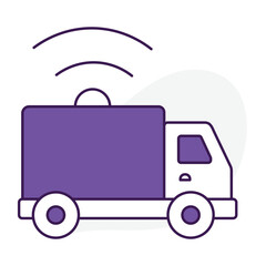 Vector icon for Delivery Truck with Wireless Signal. Hand-drawn icon showing a truck with a wireless signal representing connected delivery.