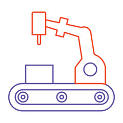 Vector icon for Robotic Conveyor System. Icon of a robotic conveyor transporting materials for automated logistics and manufacturing.