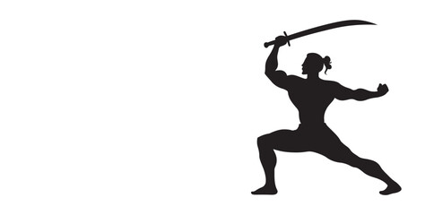 Yoga pose man silhouette vector art illustration isolated on white background.