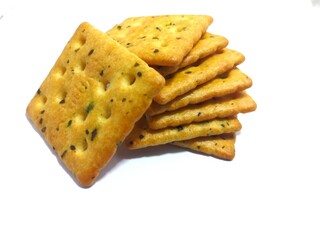 seaweed biscuits isolated on white background