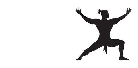 Yoga pose man silhouette vector art illustration isolated on white background.