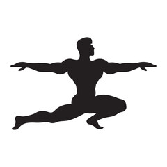 Naklejka premium Yoga pose man silhouette vector art illustration isolated on white background.