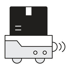 Vector icon for Package with Wireless Signal. Hand-drawn icon of a package emitting a wireless signal for smart logistics and tracking.