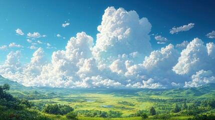 Stunning Landscape with Dramatic Cumulus Clouds