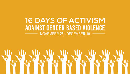16 Days of Activism against gender based violence is observed every year on November. Medical Healthcare Awareness concept. background, placard, banner template Vector illustration design.