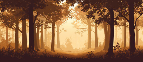 yellow forest tree silhouette parallax background, Ai generated images