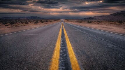 Fototapeta premium Endless Road in Desert Landscape