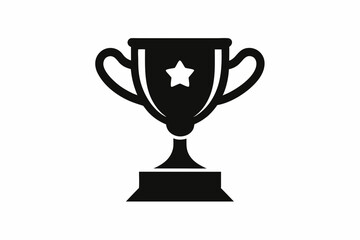 Trophy cup icon, victory cup vector, trophy silhouette