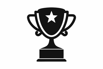 Trophy cup icon, victory cup vector, trophy silhouette