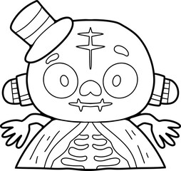 Coloring Halloween cartoon ghost cute hand drawn elements
