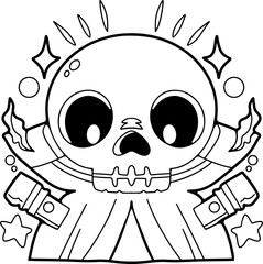 Coloring Halloween cartoon ghost cute hand drawn elements