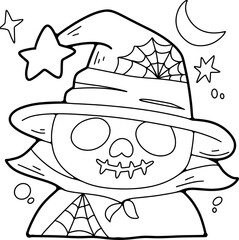 Coloring Halloween cartoon ghost cute hand drawn elements