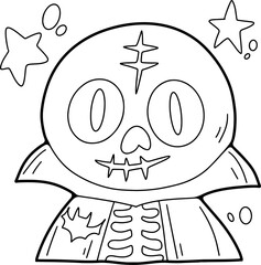 Coloring Halloween cartoon ghost cute hand drawn elements