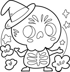 Coloring Halloween cartoon ghost cute hand drawn elements