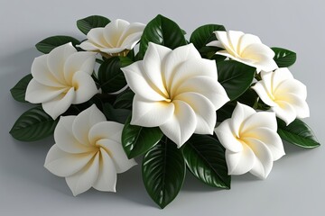 Fototapeta premium Stunning 3D Rendering of White Gardenia Flowers on Clean Background for Decorative Floral Arrangement