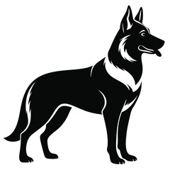 Fototapeta premium Black and White German Shepherd Silhouette.