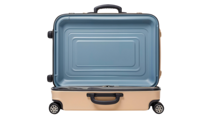 Open suitcase isolated on a transparent background.