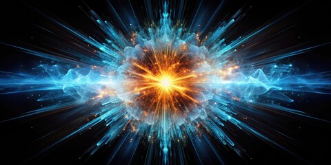 Abstract background with Shockwave explosion on black backdrop. Technology render, abstract, background, shockwave