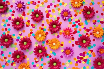 3D Floral Confetti Overlay for Vibrant Party Decor and Celebrations