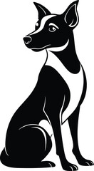 Sitting Dog Silhouette - Canine Illustration in Black and White