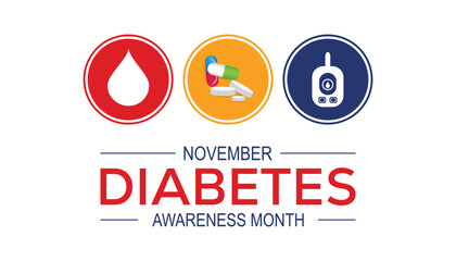 National Diabetes awareness month is observed every year on November. Medical Healthcare Awareness concept. background, placard, banner template Vector illustration design.